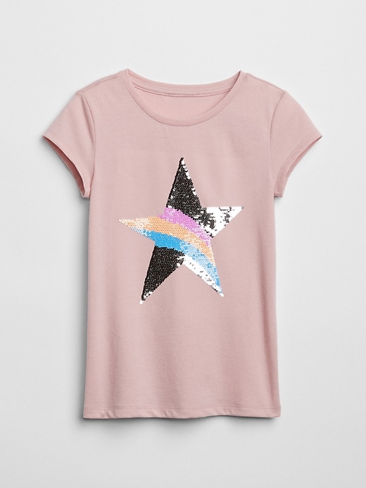 1 of 8 showing, with the color pink standard of product Flippy Sequin Graphic T-Shirt