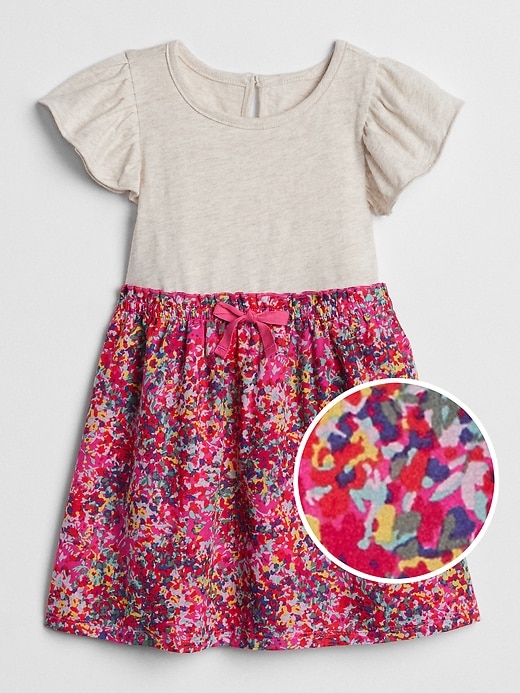Image number 1 showing, Flutter Mix-Fabric Dress