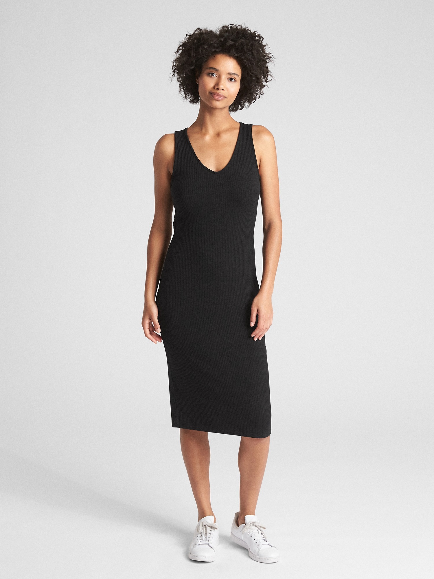Strappy Ribbed VNeck Tank Dress Gap