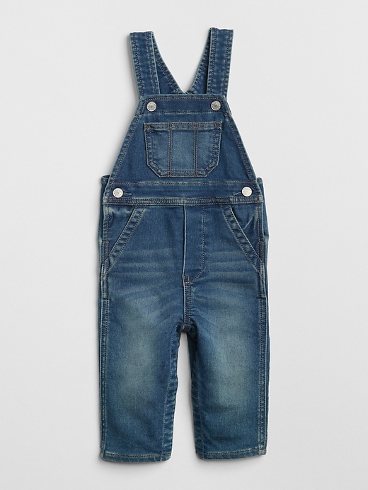 1 of 8 showing, with the color medium wash of product Baby Softest Denim Overalls