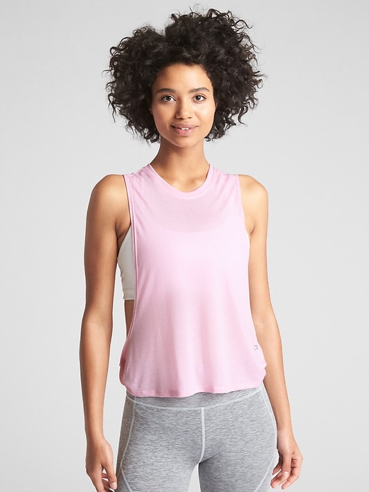 View large product image 1 of 1. GapFit Muscle Tank Top with Twist Detail