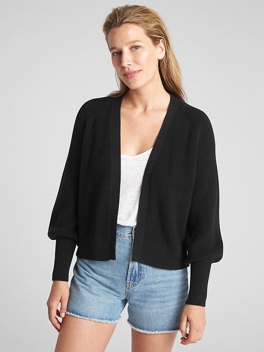 Image number 8 showing, Open-Front Balloon Sleeve Cardigan Sweater