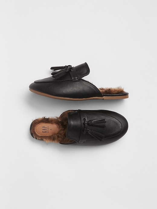 Image number 1 showing, Kids Faux-Fur Tassel Mules