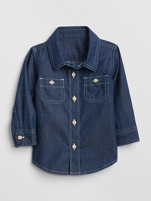 Image number 1 showing, Chambray Long Sleeve Shirt