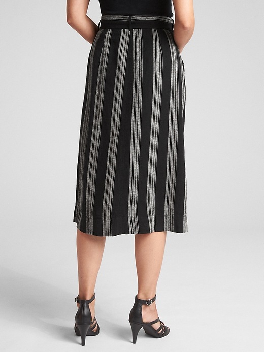 Image number 2 showing, Wrap Tie-Belt Stripe Midi Skirt
