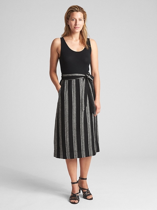 Image number 3 showing, Wrap Tie-Belt Stripe Midi Skirt