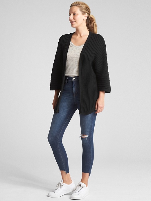 Image number 3 showing, Open-Front Plaited Rib Cardigan Sweater