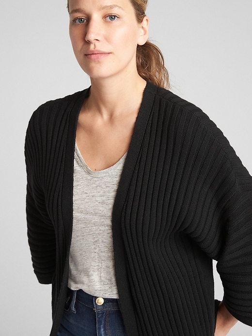 Image number 5 showing, Open-Front Plaited Rib Cardigan Sweater