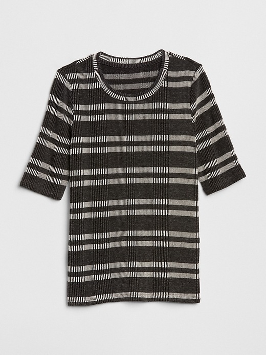 Image number 6 showing, Jacquard Ribbed Stripe Crewneck T-Shirt