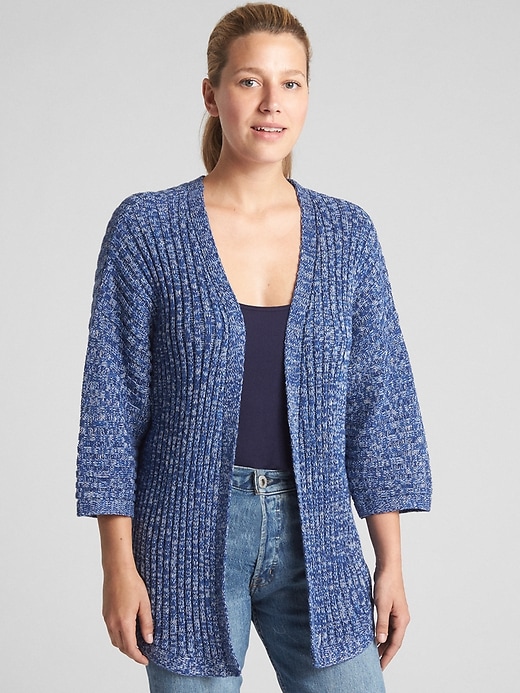 Image number 8 showing, Open-Front Plaited Rib Cardigan Sweater