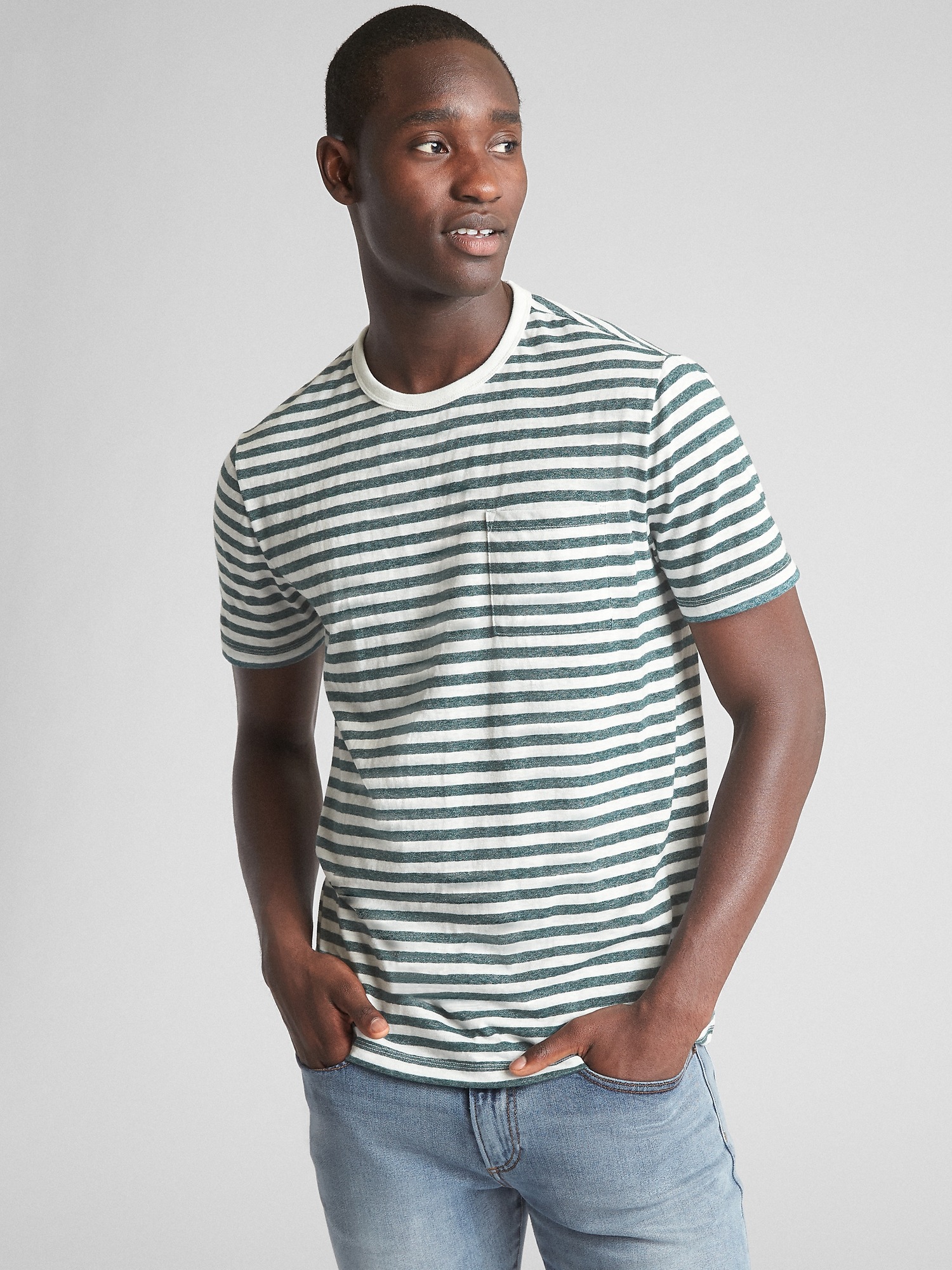 Marled Stripe Pocket T-Shirt | Gap