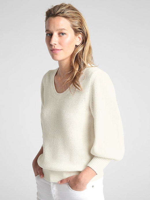 Image number 1 showing, Balloon Sleeve Pullover Sweater