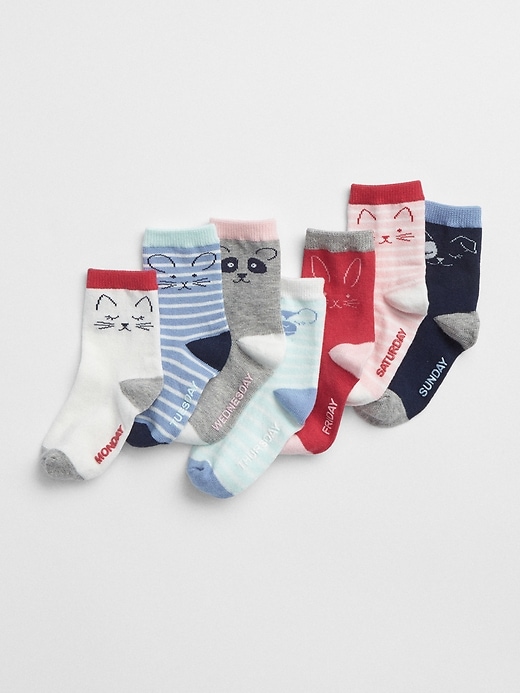 View large product image 1 of 1. Critter Days-of-the-Week Crew Socks (7-Pack)