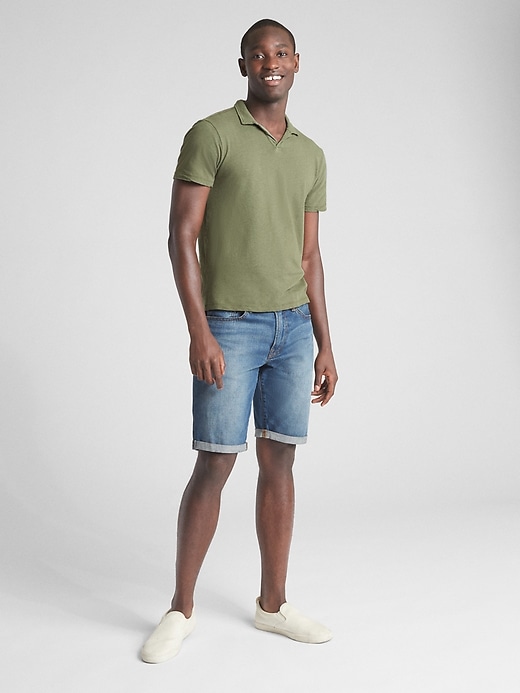 Image number 3 showing, Short Sleeve Polo T-Shirt in Linen-Cotton
