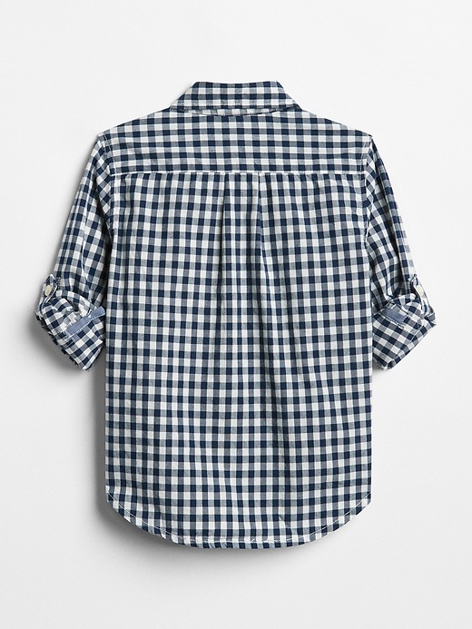 2 of 8 showing, with the color elysian blue of product Toddler Gingham Convertible Shirt