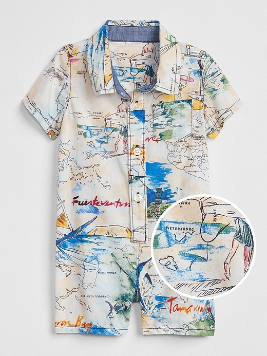 Image number 1 showing, babyGap Map Print Shorty One-Piece