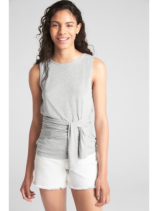 View large product image 1 of 1. Sleeveless Tie-Waist Top