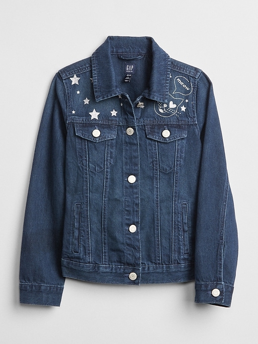 1 of 8 showing, with the color dark indigo of product Icon Star Denim Jacket