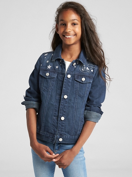 2 of 8 showing, with the color dark indigo of product Icon Star Denim Jacket