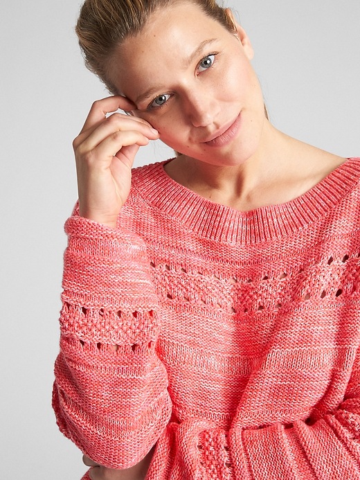 Image number 5 showing, Textured Wide-Neck Pullover Sweater