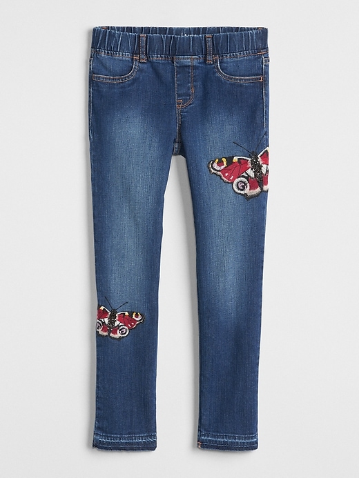 1 of 8 showing, with the color dark wash of product Kids Butterfly Jeggings with Fantastiflex
