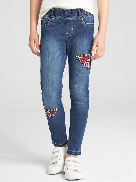 2 of 8 showing, with the color dark wash of product Kids Butterfly Jeggings with Fantastiflex