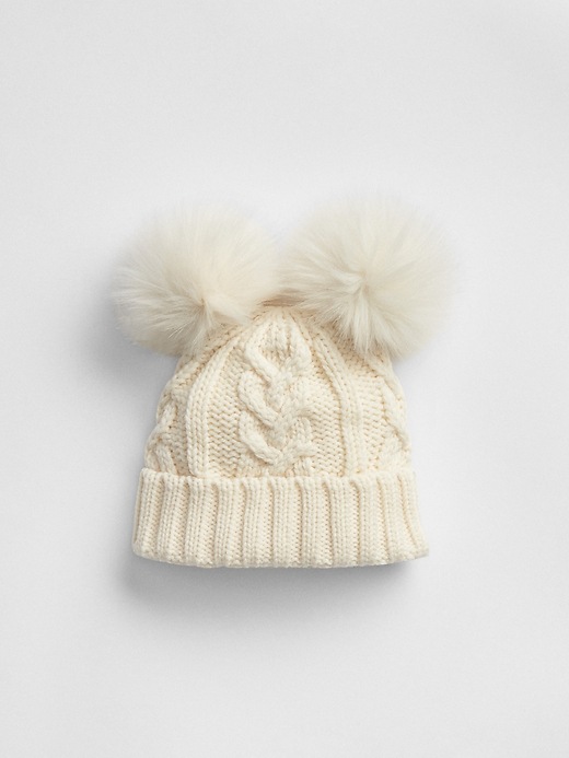 View large product image 1 of 1. Pom Cable-Knit Beanie