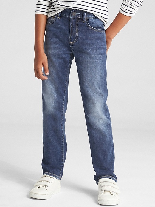 2 of 8 showing, with the color medium wash of product Kids Slim Jeans with Stretch