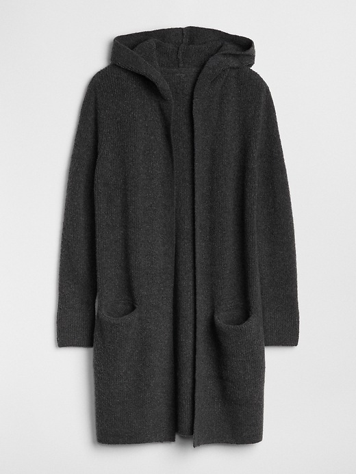 Image number 6 showing, Textured Open-Front Hooded Cardigan Sweater
