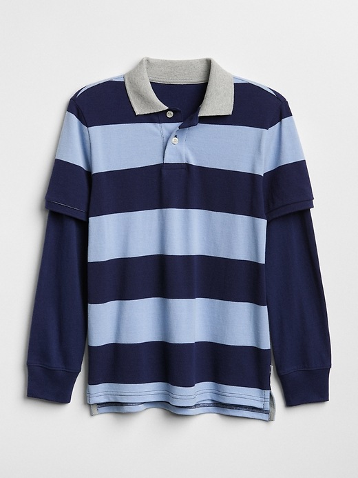 Image number 1 showing, Stripe 2-in-1 Polo Shirt