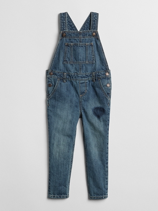 1 of 8 showing, with the color medium indigo of product Denim Overalls