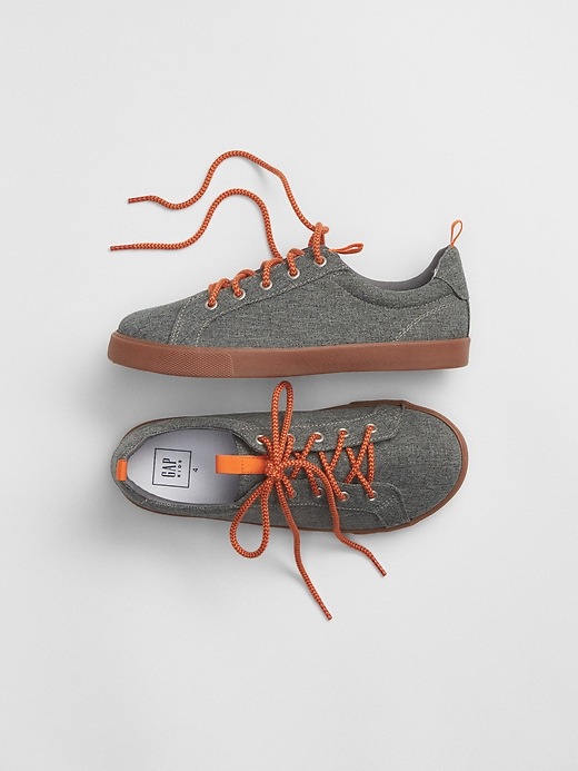 View large product image 1 of 1. Lace-Up Chambray Sneakers