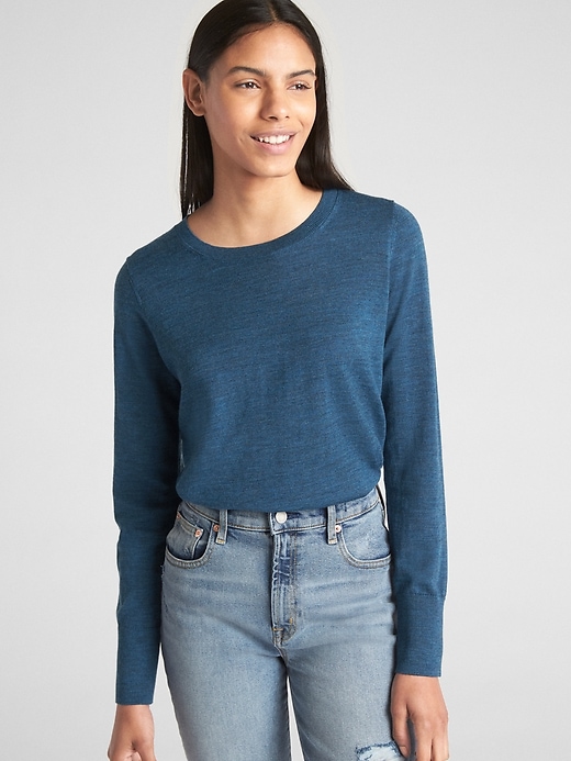 View large product image 1 of 1. Crewneck Pullover Sweater in Merino Wool