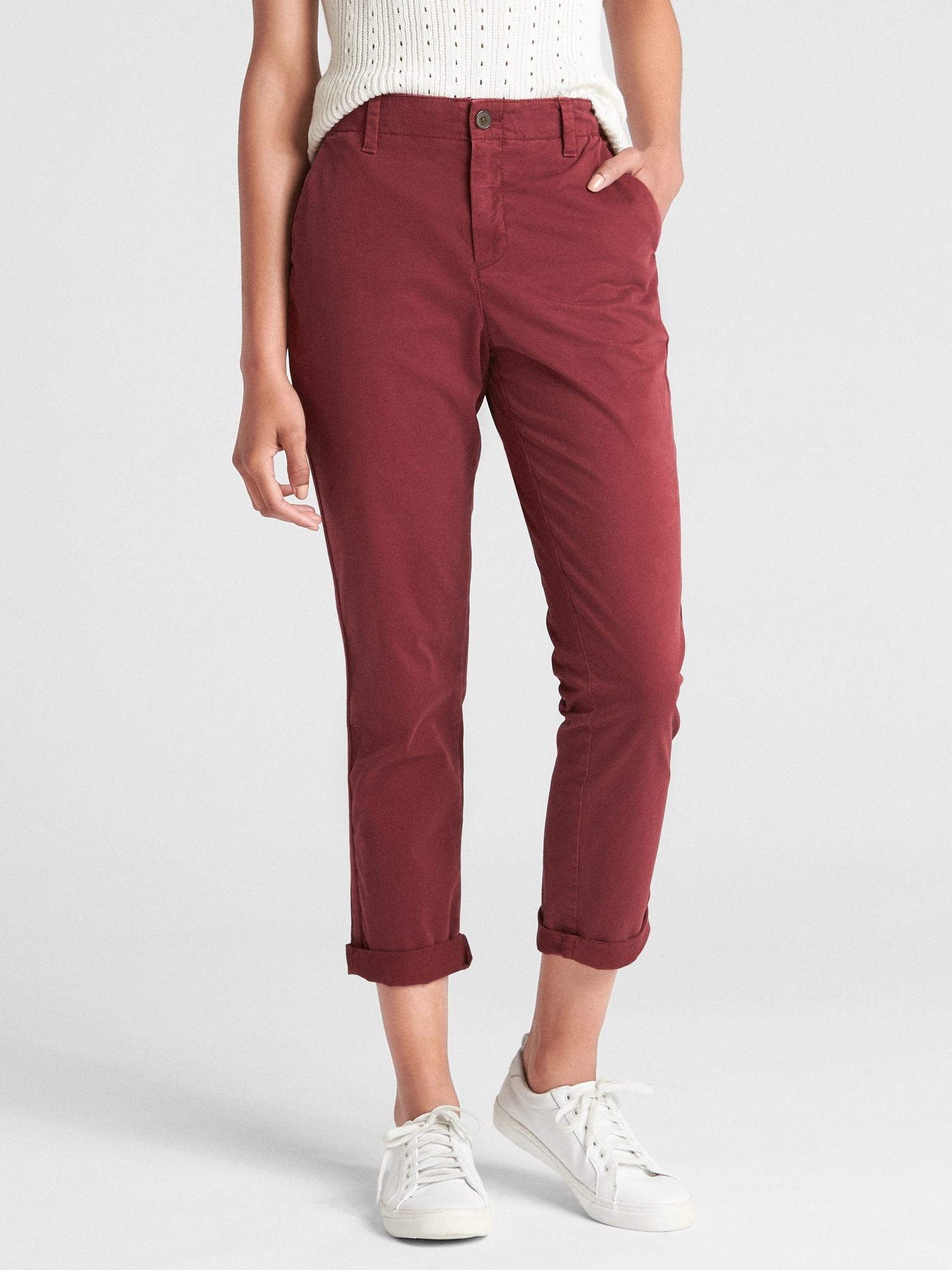 Girlfriend Twill Stripe Khakis Gap