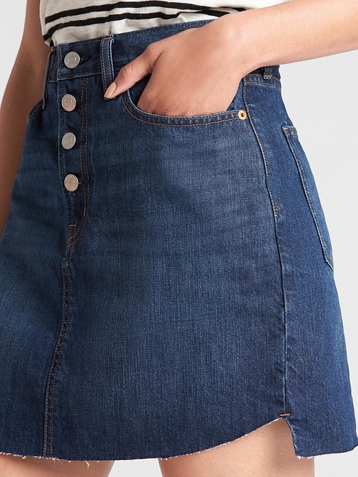 Image number 5 showing, Denim Mini Skirt with Button-Fly