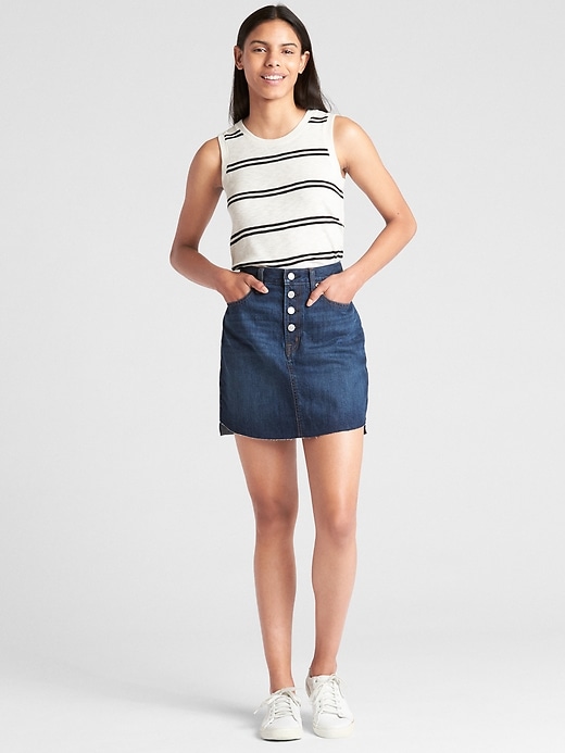Image number 3 showing, Denim Mini Skirt with Button-Fly