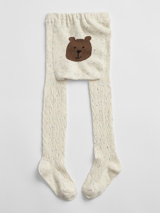 View large product image 1 of 1. Toddler Bear Graphic Cable-Knit Tights