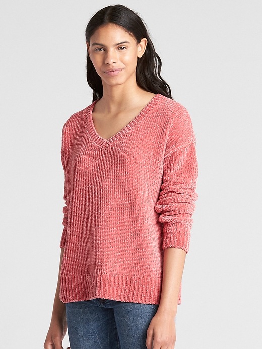 Image number 1 showing, Chenille V-Neck Pullover Sweater
