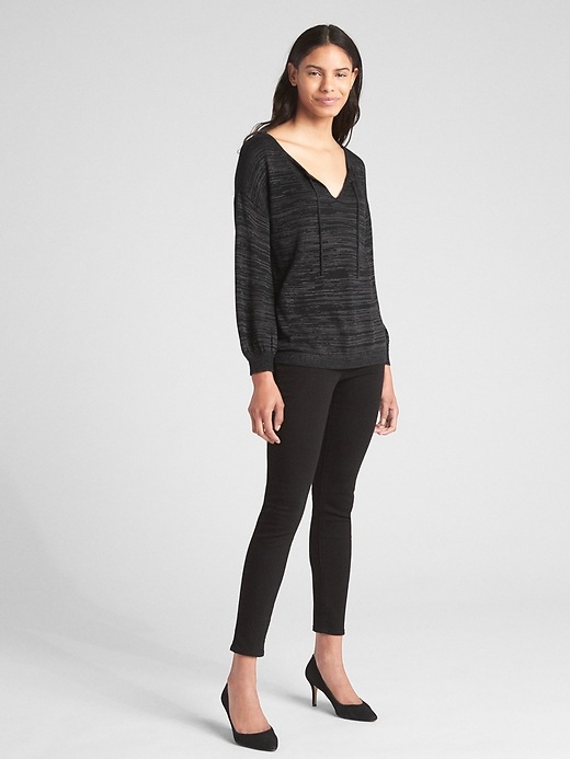 Image number 3 showing, Blouson Sleeve Split-Neck Sweater