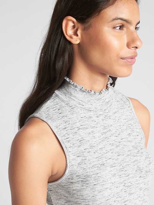 Image number 5 showing, Featherweight Ribbed Sleeveless Mockneck Top
