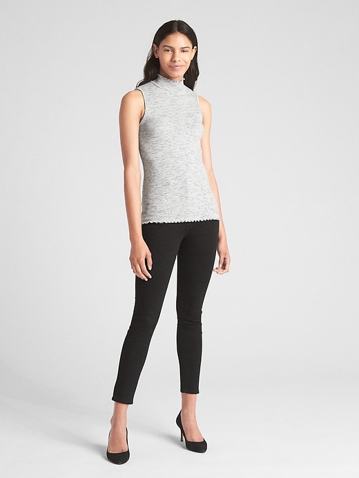 Image number 3 showing, Featherweight Ribbed Sleeveless Mockneck Top
