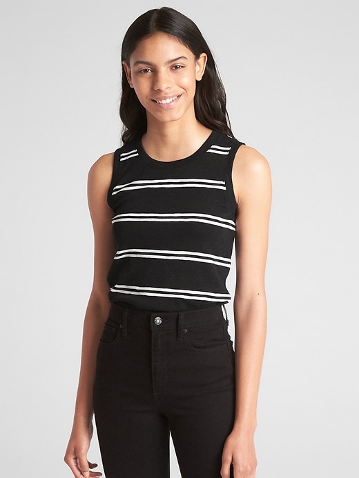 【PALEJADE】90's Stripe Knit Sleeveless Top - Basic Items Similar to Pale Jade Sleeveless Knit White | Global