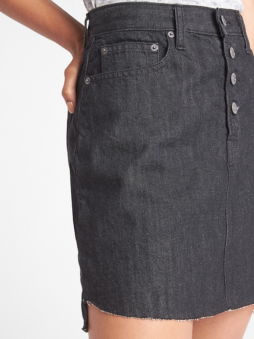 Image number 5 showing, High Rise Button-Fly Denim Mini Skirt