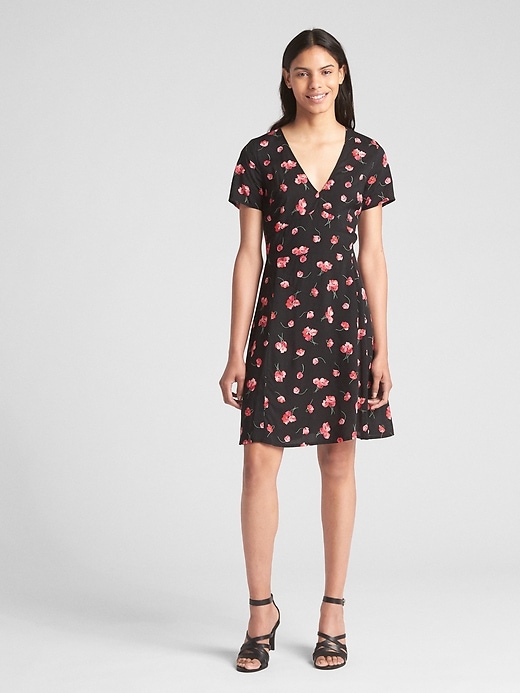 Image number 3 showing, Short Sleeve Floral Print Fit and Flare Dress