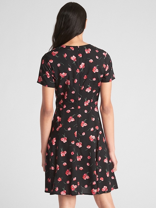Image number 2 showing, Short Sleeve Floral Print Fit and Flare Dress