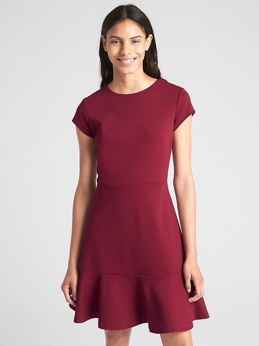Image number 1 showing, Fit and Flare Peplum Dress in Ponte