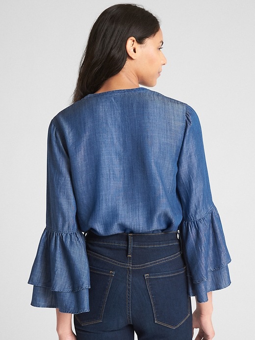 Image number 2 showing, Tiered Bell-Sleeve Top in TENCEL&#153