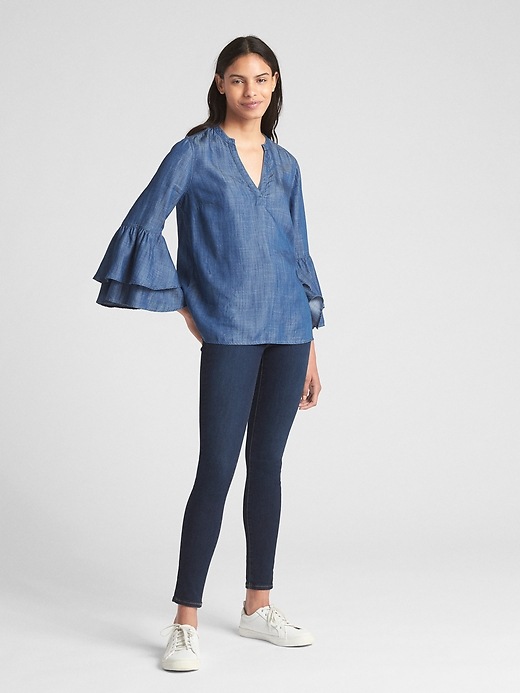 Image number 3 showing, Tiered Bell-Sleeve Top in TENCEL&#153