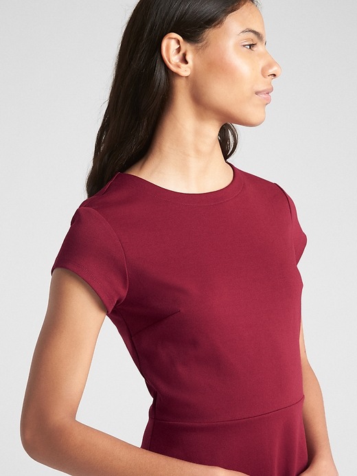 Image number 5 showing, Fit and Flare Peplum Dress in Ponte