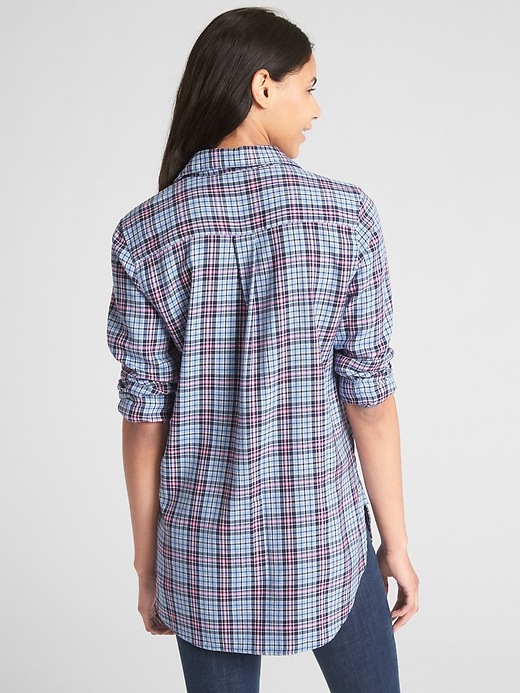 2 of 8 showing, with the color blue plaid of product Boyfriend Popover Tunic in Plaid